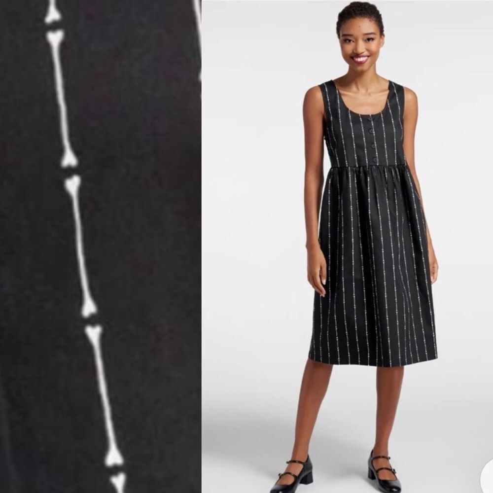 Modcloth Black Friday Striped to the Bone Midi Dress Midi Dress 10 AU 6 US NWT